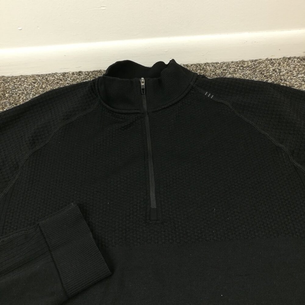 Lululemon Mens Engineered Warmth Black 1/2 Zip Pullover Size Large Wool Blend - Picture 2 of 9